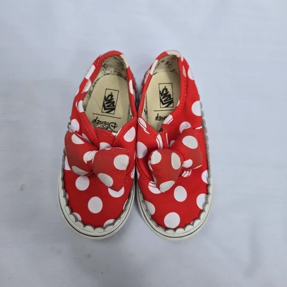 Vans X Disney Minnie Mouse Red and White Polka Dot Kids Sneakers Kids 8 - Picture 3 of 7